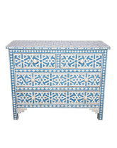 Blue Bone Inlay Chest Of 4 Drawer Star Geometrical Design 1